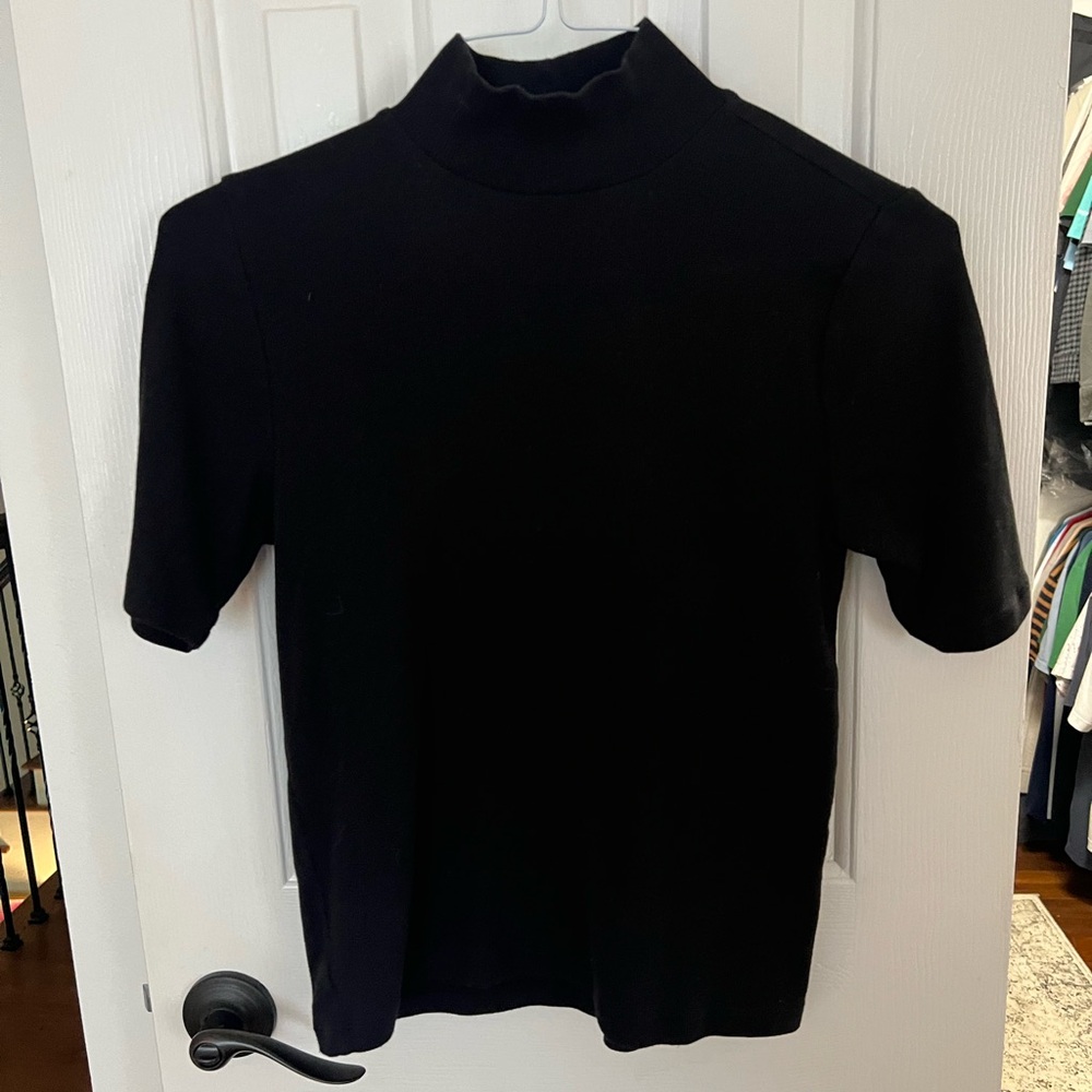 Loft Black Short Sleeve Turtleneck